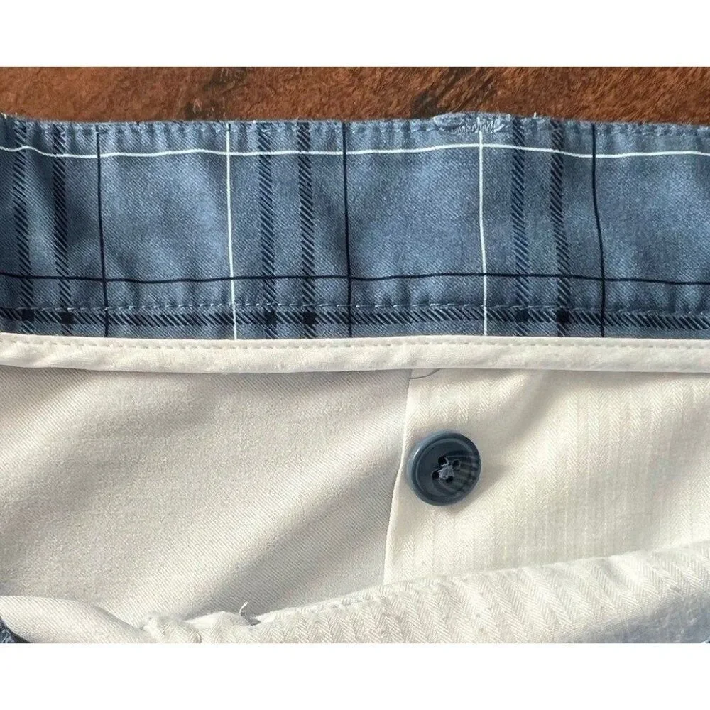 PEBBLE BEACH Performance Mens Plaid Casual Golf Shorts Blue Sz 40